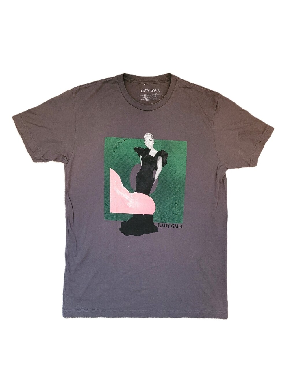 Lady Gaga Men's Large Graphic T-Shirt 2021 Portrait Gray Pop Music Concert Tee